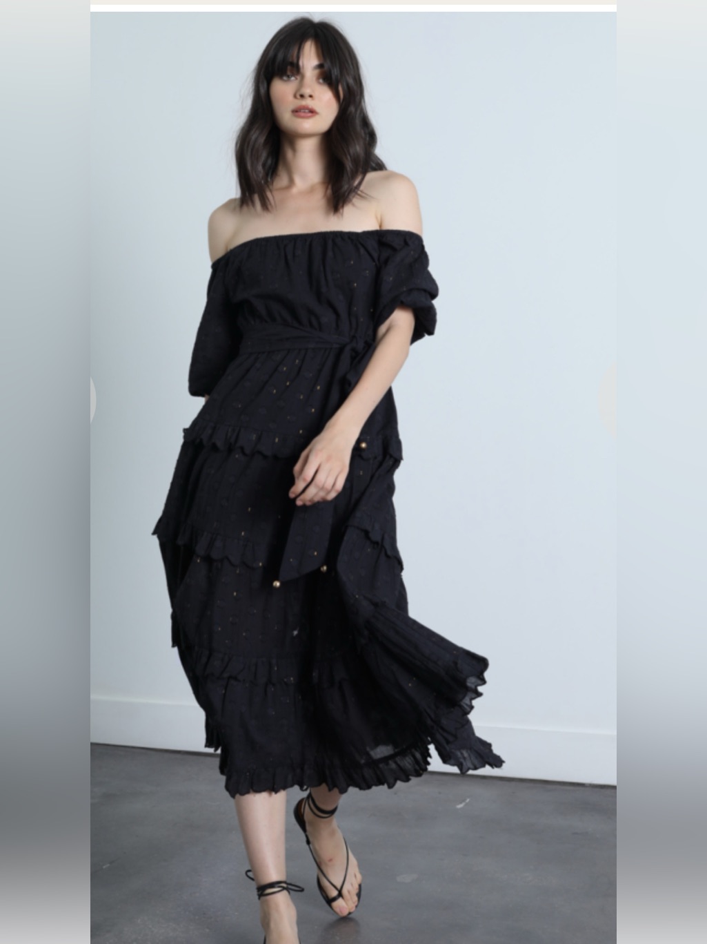 Karina Grimaldi Icaria Tiered Dress Metallic Witchy Celestial Cotton Romantic
